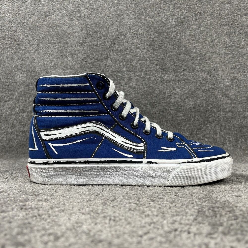 Vans Sk8-Hi Cartoon Sketch Men’s Sz 7 Women’s Sz 8.5 True Blue Skate Shoes Used